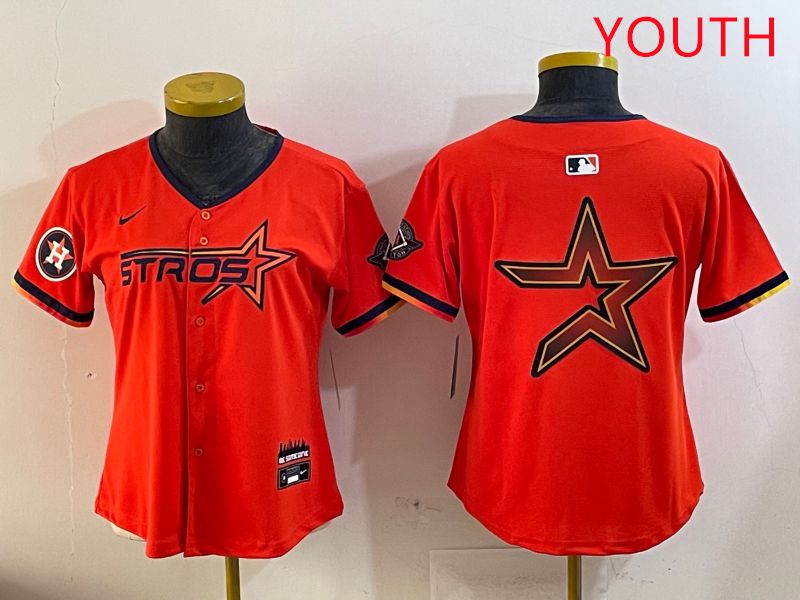 Youth Houston Astros Blank Orange Three generations Joint Name 2025 Nike MLB Jersey style 13